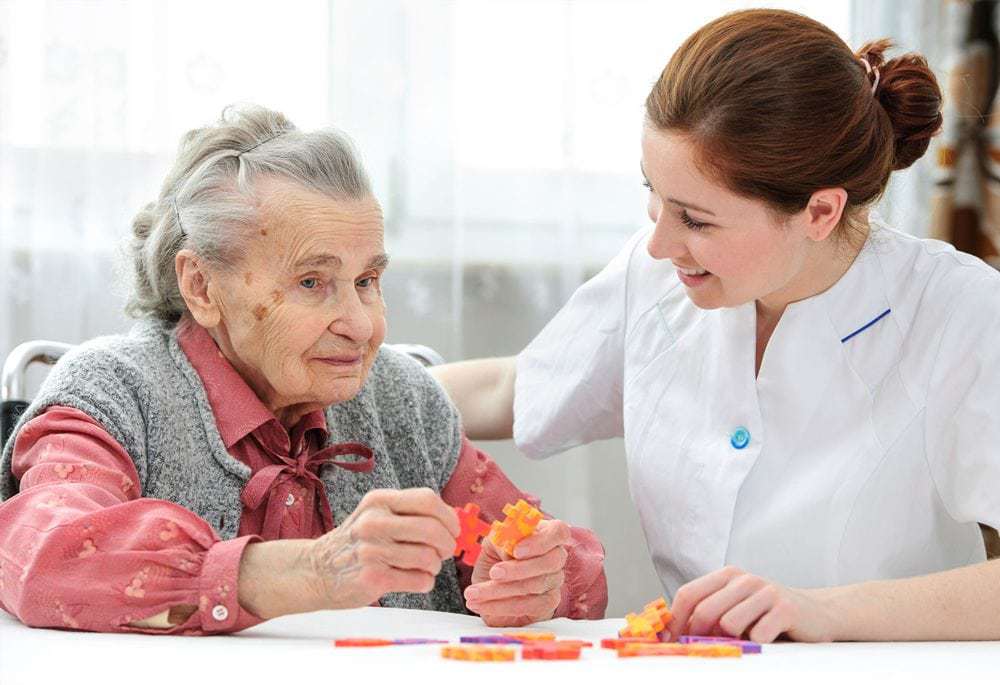 Company Image (1 Stop Healthcare: Resident and Carer talking)