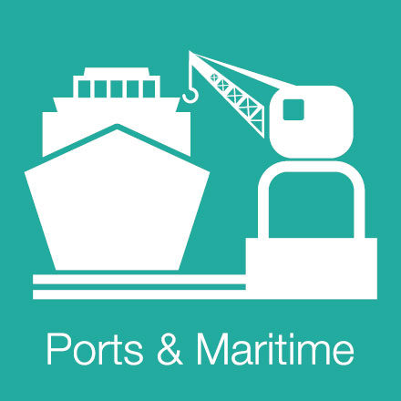 Ports & Maritime (Industry Level Icon: Ship, Port-Crane)