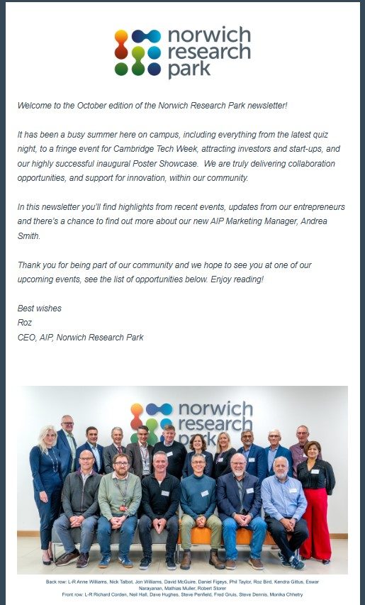Organisation Image (Norwich Research Park: October Newsletter)